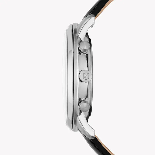 Fossil Men's Silver Stainless Steel, Black Leather | Fs5452 by i-watch
