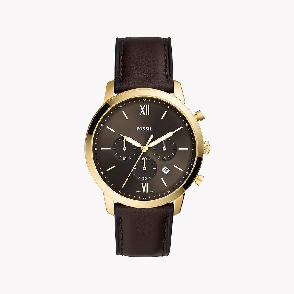 Fossil Men's Gold Stainless Steel, Dark Brown Leather | Fs5763 by i-watch