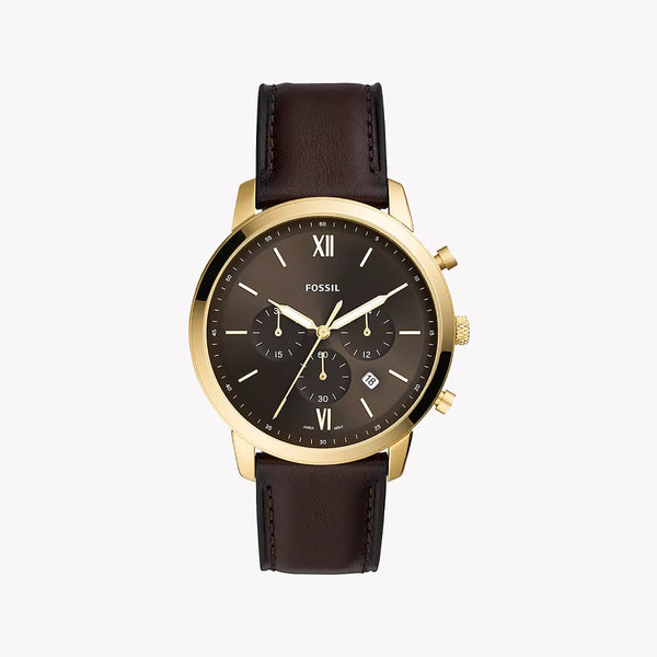 Fossil Men's Gold Stainless Steel, Dark Brown Leather | Fs5763 by i-watch