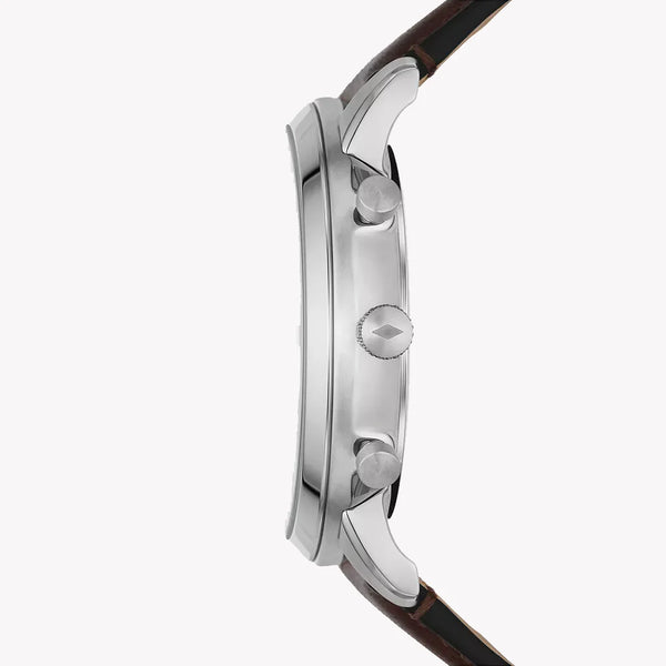 Fossil Men's Silver/Brown Leather Watch | Fs6024 by i-watch