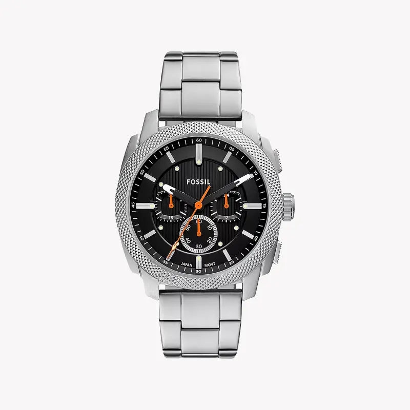 Fossil Men's Silver Watch, Black Dial | Fs6095