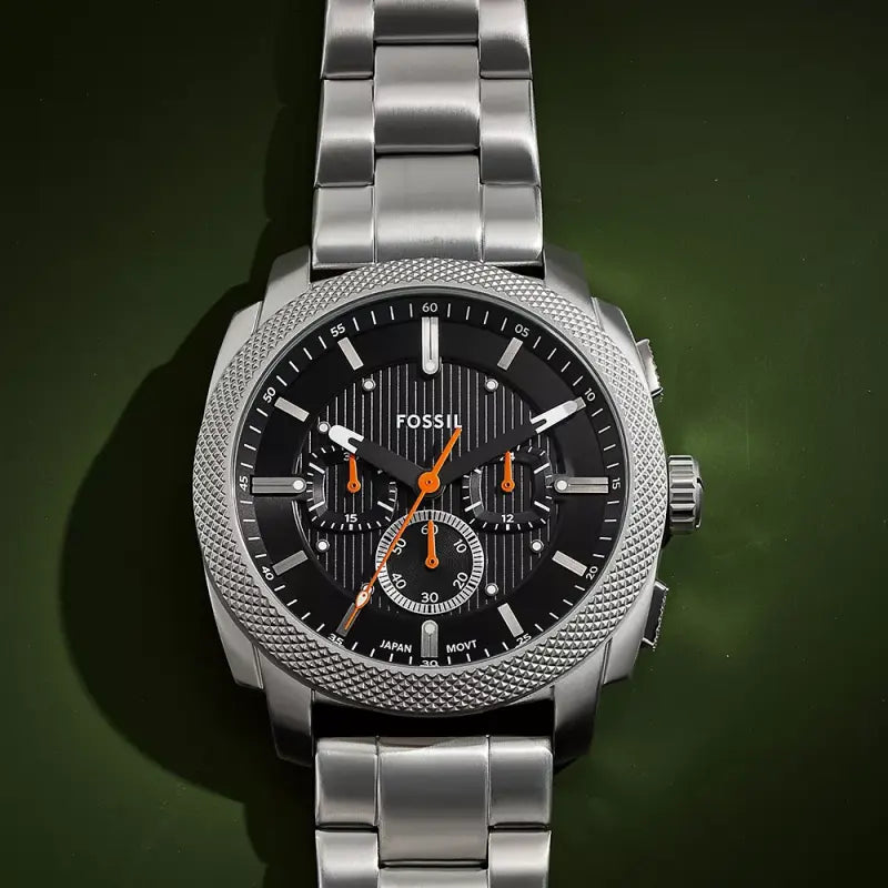 Fossil Men's Silver Watch, Black Dial | Fs6095