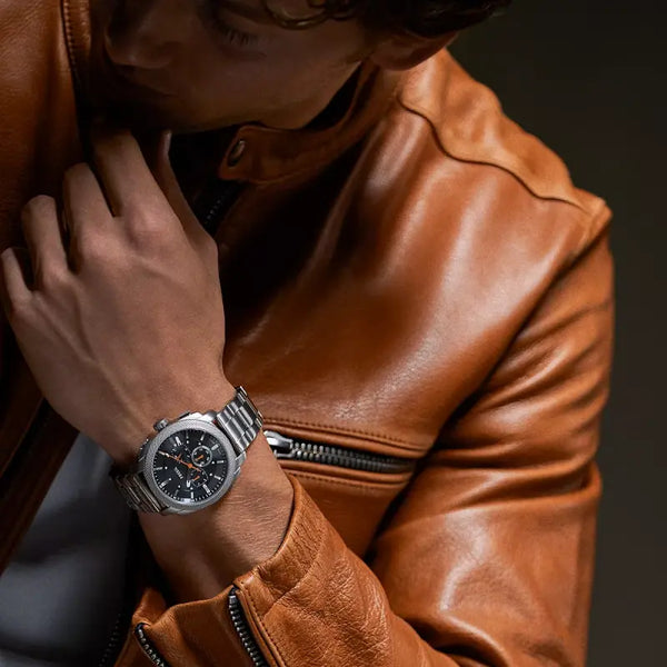 Fossil Men's Silver Watch, Black Dial | Fs6095