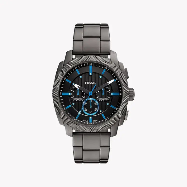Fossil Men's Grey Stainless Steel Watch, Black Dial | Fs6098