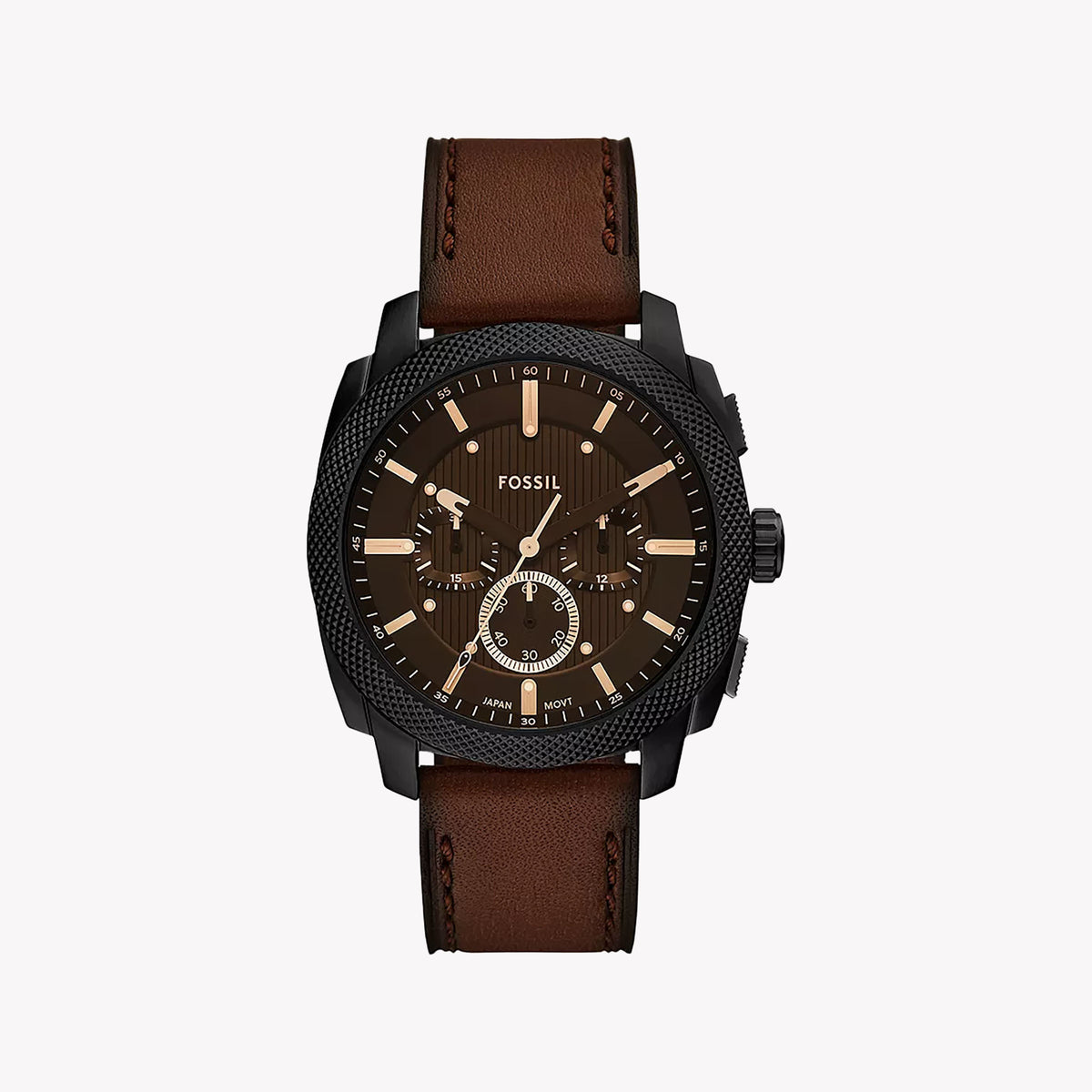Fossil Men's Black Leather Watch, Stainless Steel | Fs6101