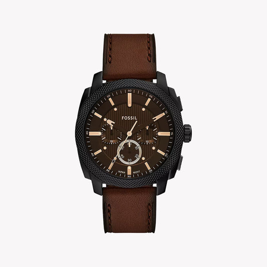 Fossil Men's Black Leather Watch, Stainless Steel | Fs6101