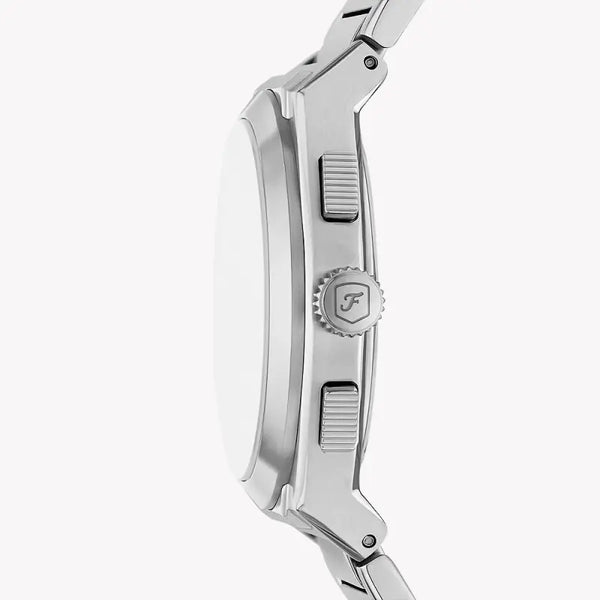 Fossil Men's Silver Watch, Dark Blue Dial | Fs6104