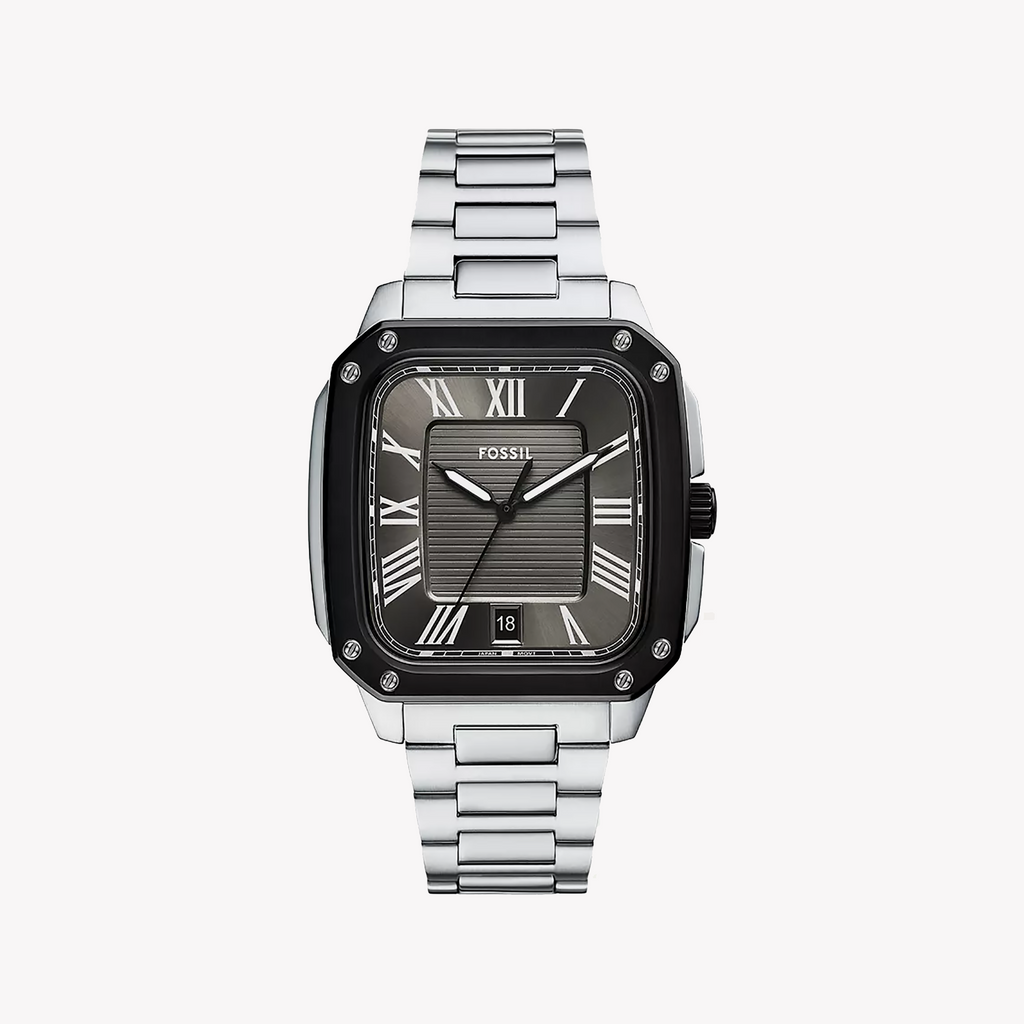 Fossil Men's Black/Silver Stainless Steel Watch | Fs6122