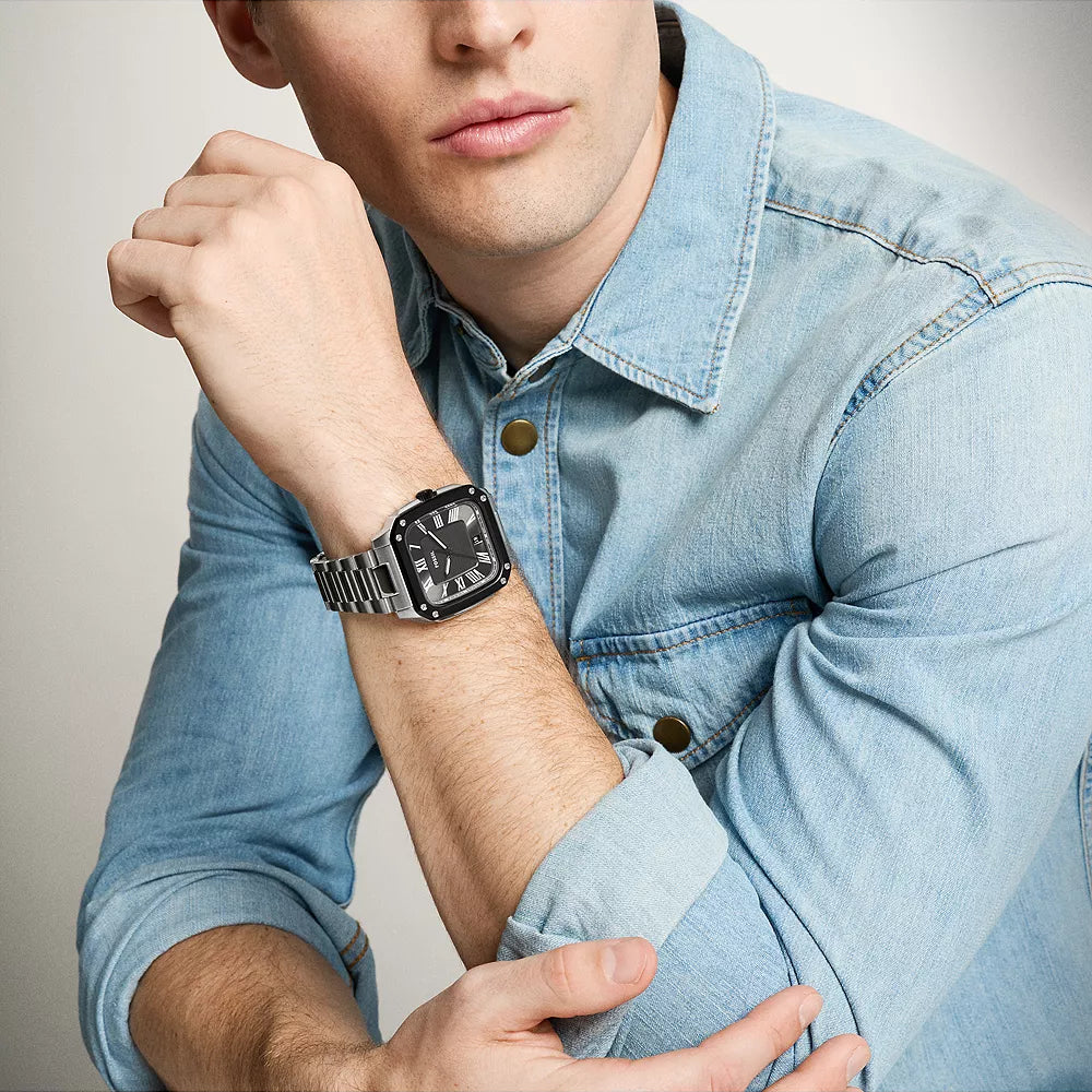 Fossil Men's Black/Silver Stainless Steel Watch | Fs6122