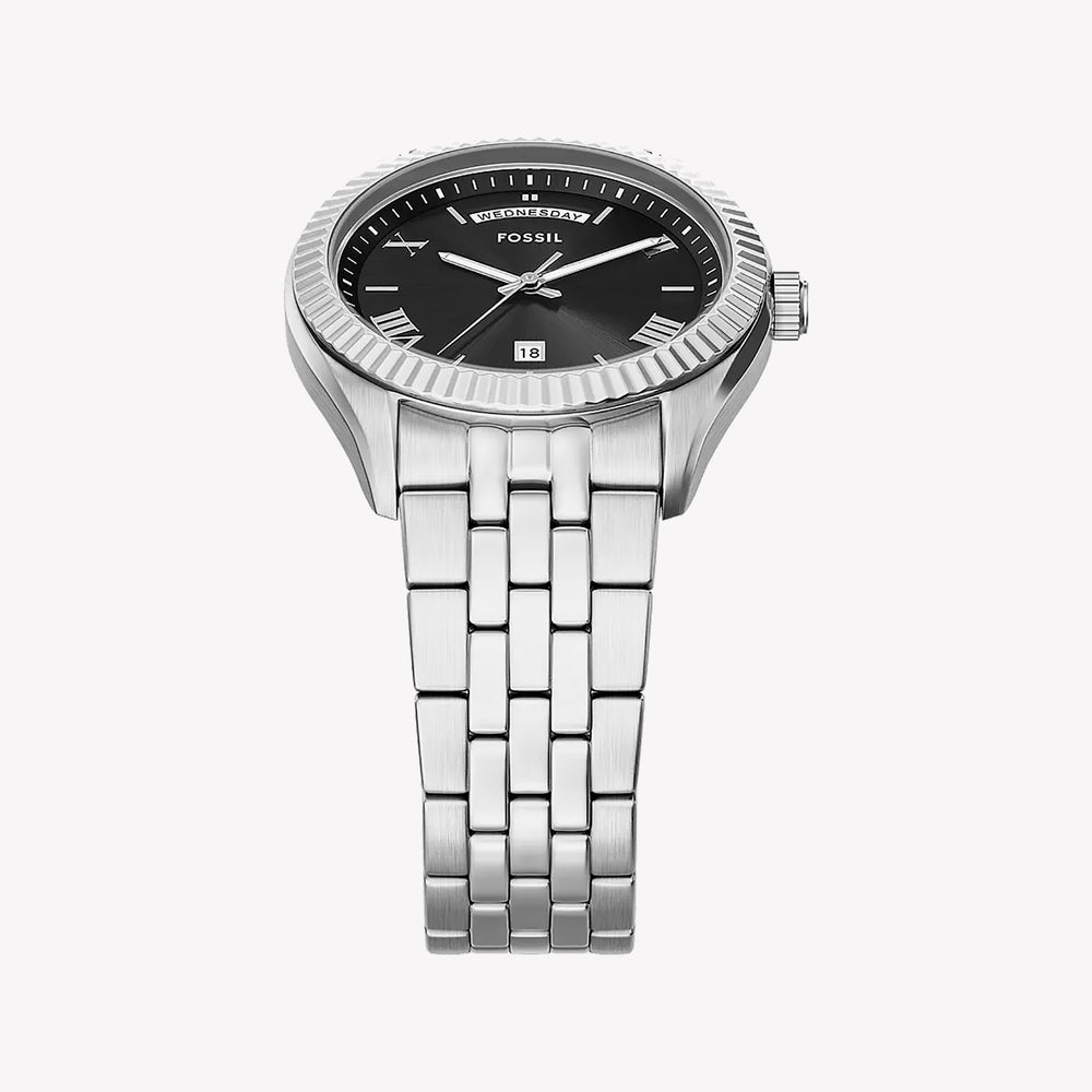 Fossil Campbell Three-Hand Day-Date Stainless Steel Watch