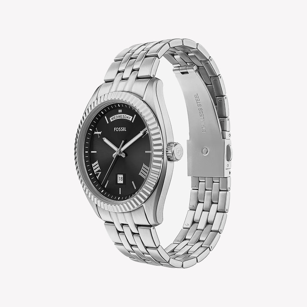 Fossil Campbell Three-Hand Day-Date Stainless Steel Watch