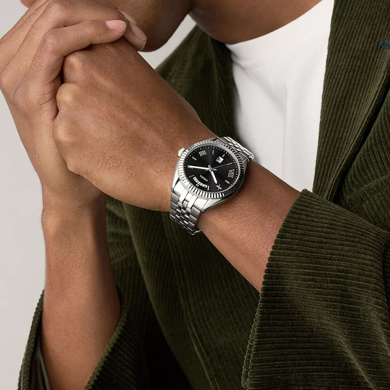 Fossil Campbell Three-Hand Day-Date Stainless Steel Watch