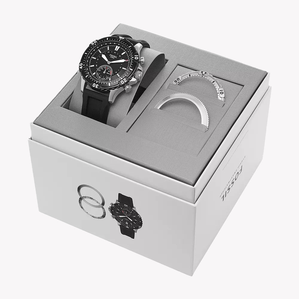 Fossil Men's Stainless Steel & Silicone Black Watch | Ftw1190set