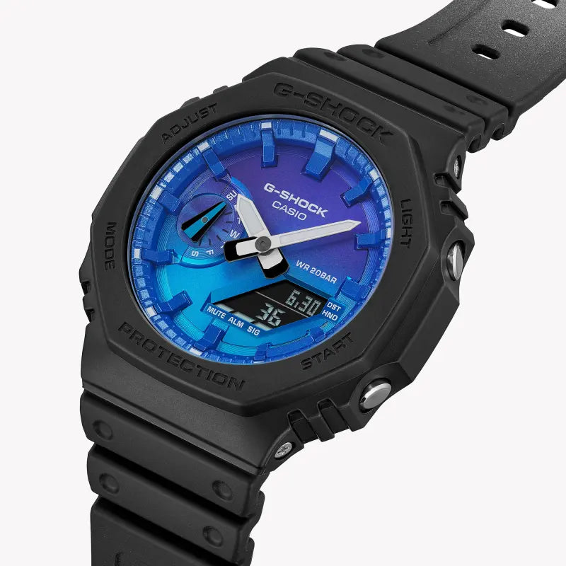 Casio G-Shock Men's Black Resin Watch, Multicolor Dial | Ga-2100fl-1aer