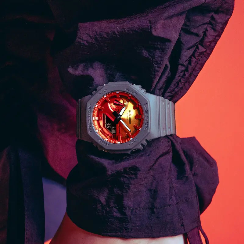 Casio G-Shock Men's Grey Resin Watch, Multicolor Dial | Ga-2100fl-8aer