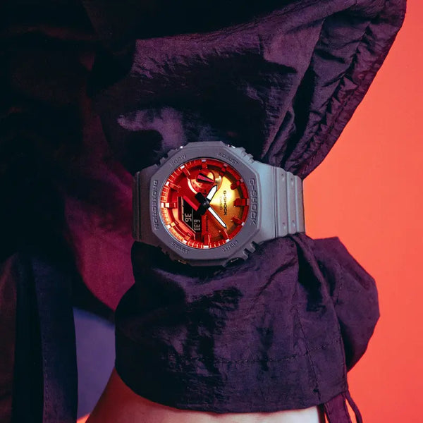 Casio G-Shock Men's Grey Resin Watch, Multicolor Dial | Ga-2100fl-8aer