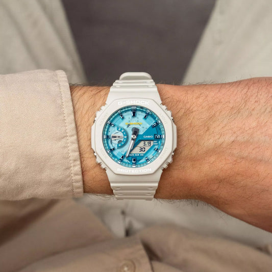 Casio G-Shock Men's Beige/Blue Resin, Resin | Ga-2100as-5aer