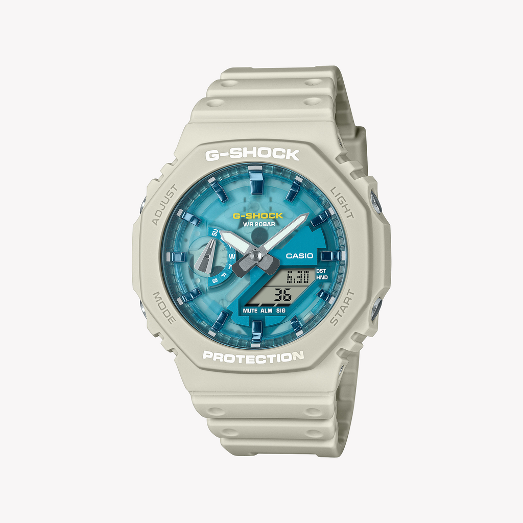 Casio G-Shock Men's Beige/Blue Resin, Resin | Ga-2100as-5aer