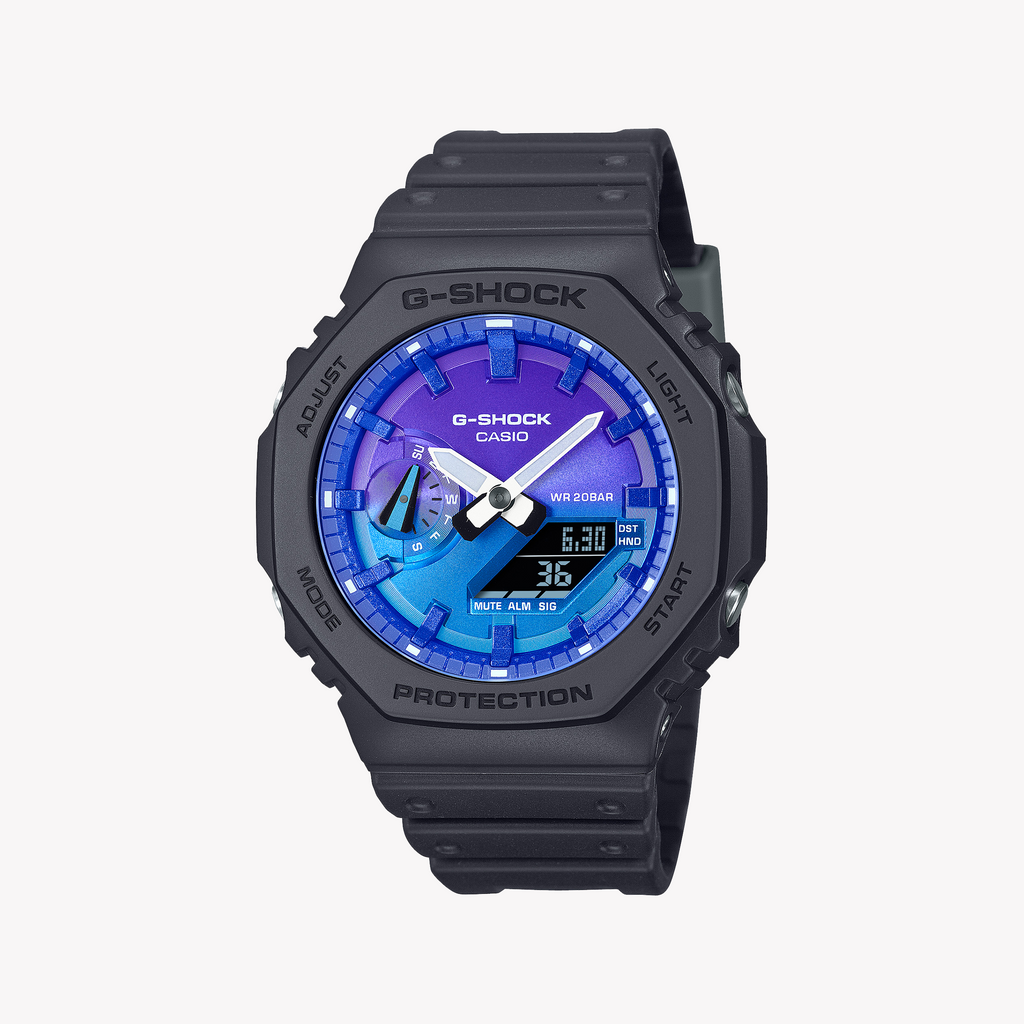 Casio G-Shock Men's Black Resin Watch, Multicolor Dial | Ga-2100fl-1aer