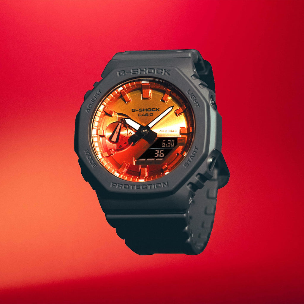 Casio G-Shock Men's Grey Resin Watch, Multicolor Dial | Ga-2100fl-8aer