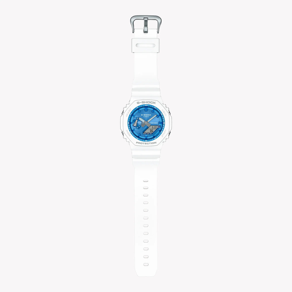 Casio Men's White Resin Watch, Blue Dial | Ga-2100ws-7aer by i-watch