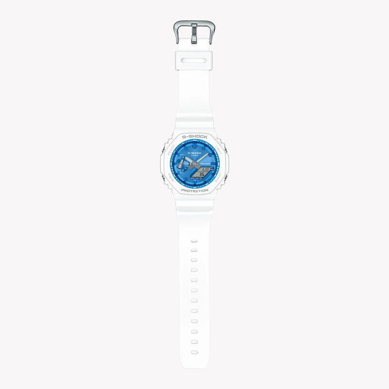 Casio Men's White Resin Watch, Blue Dial | Ga-2100ws-7aer by i-watch