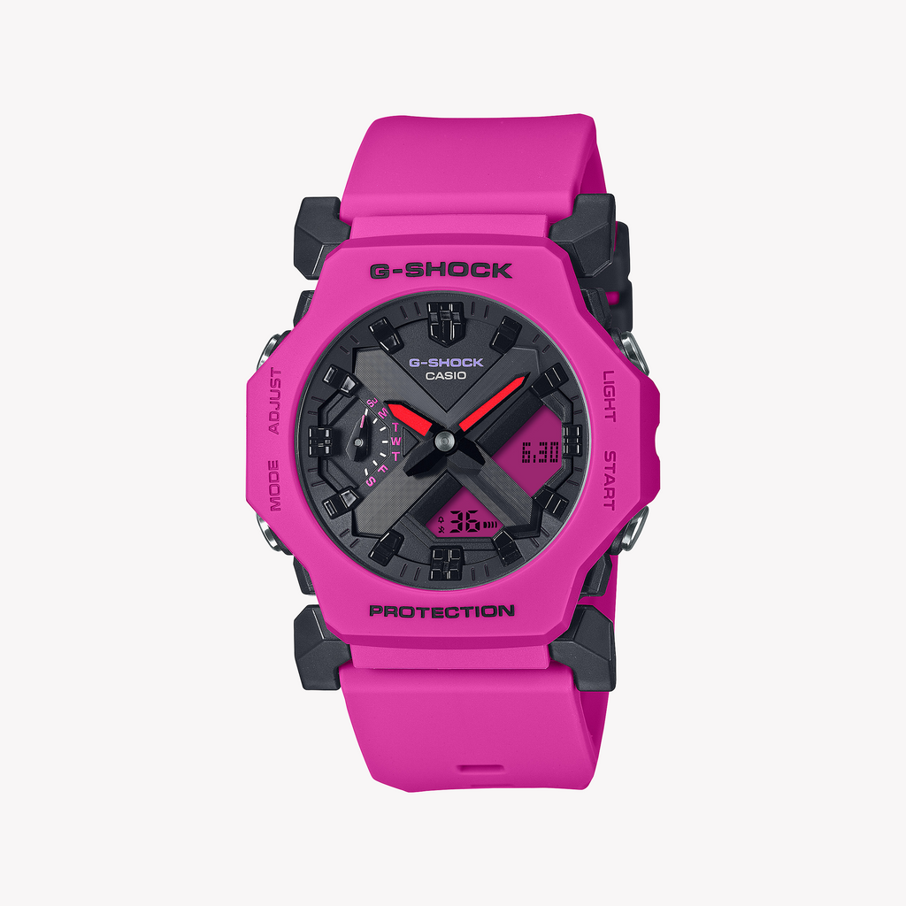 Casio Unisex Pink Resin Watch, Black Dial | Ga-2300-4aer