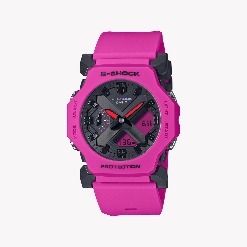 Casio Unisex Pink Resin Watch, Black Dial | Ga-2300-4aer by i-watch