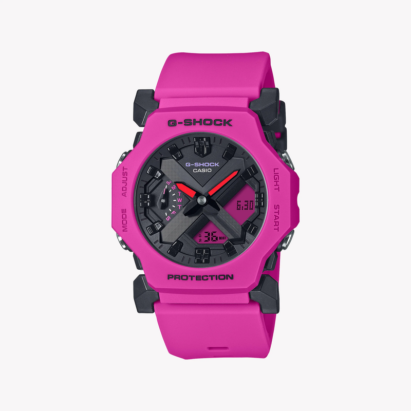 Casio Unisex Pink Resin Watch, Black Dial | Ga-2300-4aer by i-watch