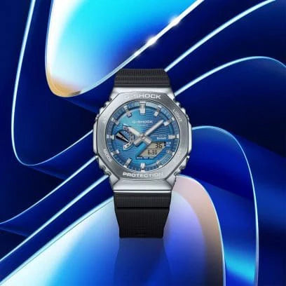 CASIO Men's Silver/Black, Blue | GBM-2100A-2BER G-SHOCK by i-watch