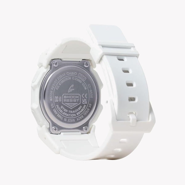 Montre Casio unisexe en résine blanche, cadran noir | GD-B500-7