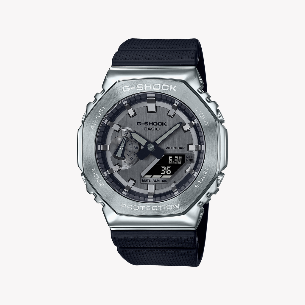 G-Shock Men's Silver & Black Resin Watch, Gray Dial | Gm-2100-1aer