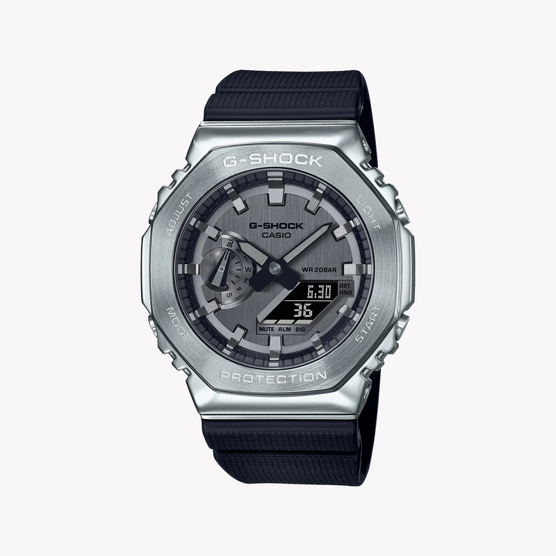 G-Shock Men's Silver & Black Resin Watch, Gray Dial | Gm-2100-1aer