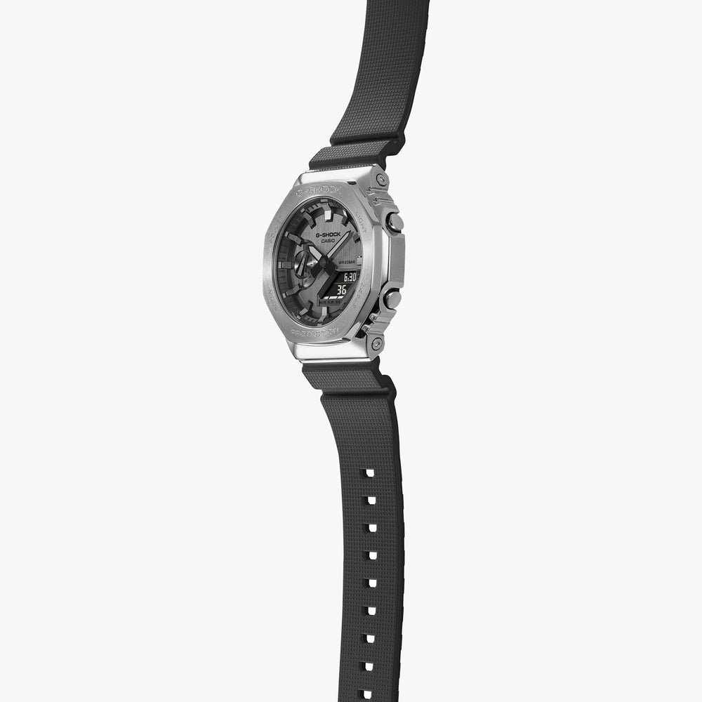 G-Shock Men's Silver & Black Resin Watch, Gray Dial | Gm-2100-1aer