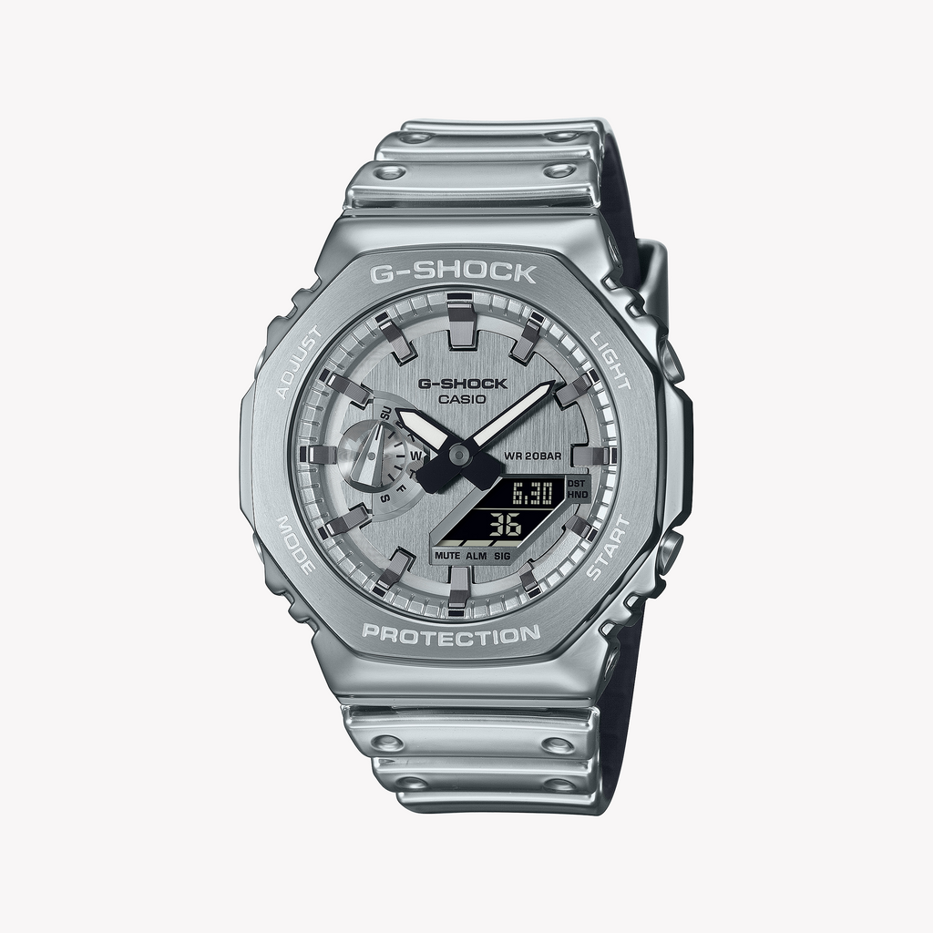 Casio Men's Silver Watch, Carbon/Silver | Gm-2100ym-8aer