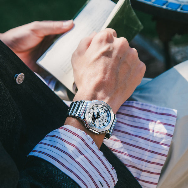 Casio Men's Silver Watch, Carbon/Silver | Gm-2100ym-8aer