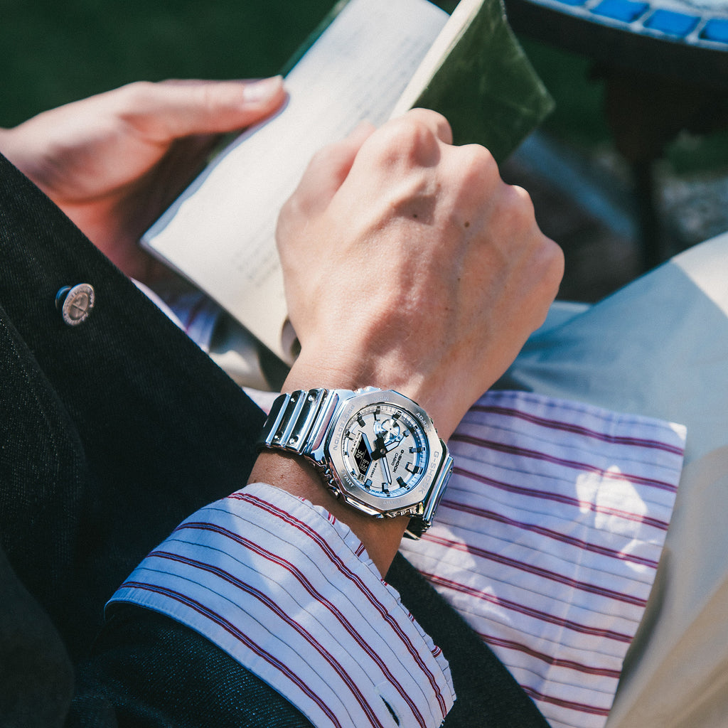 Casio Men's Silver Watch, Carbon/Silver | Gm-2100ym-8aer