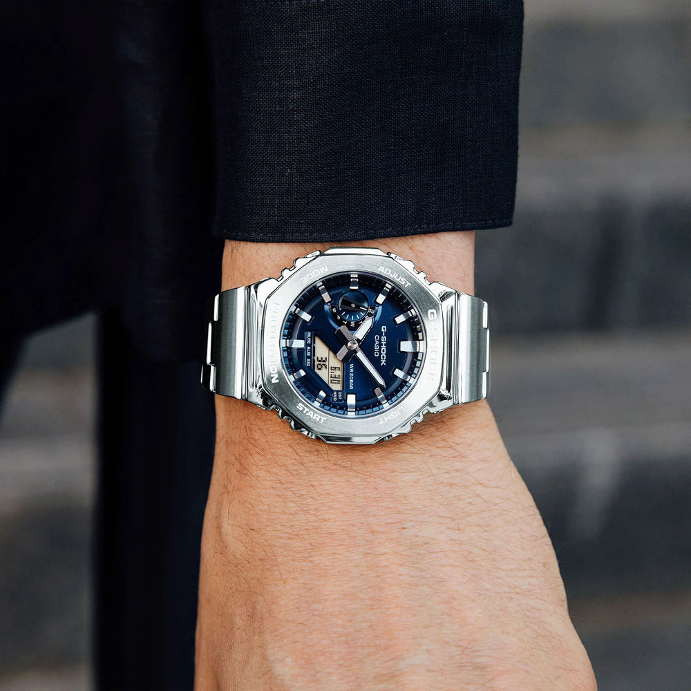 Casio G-Shock Men's Stainless Steel, Blue Dial | Gm-2110d-2ber by i-watch