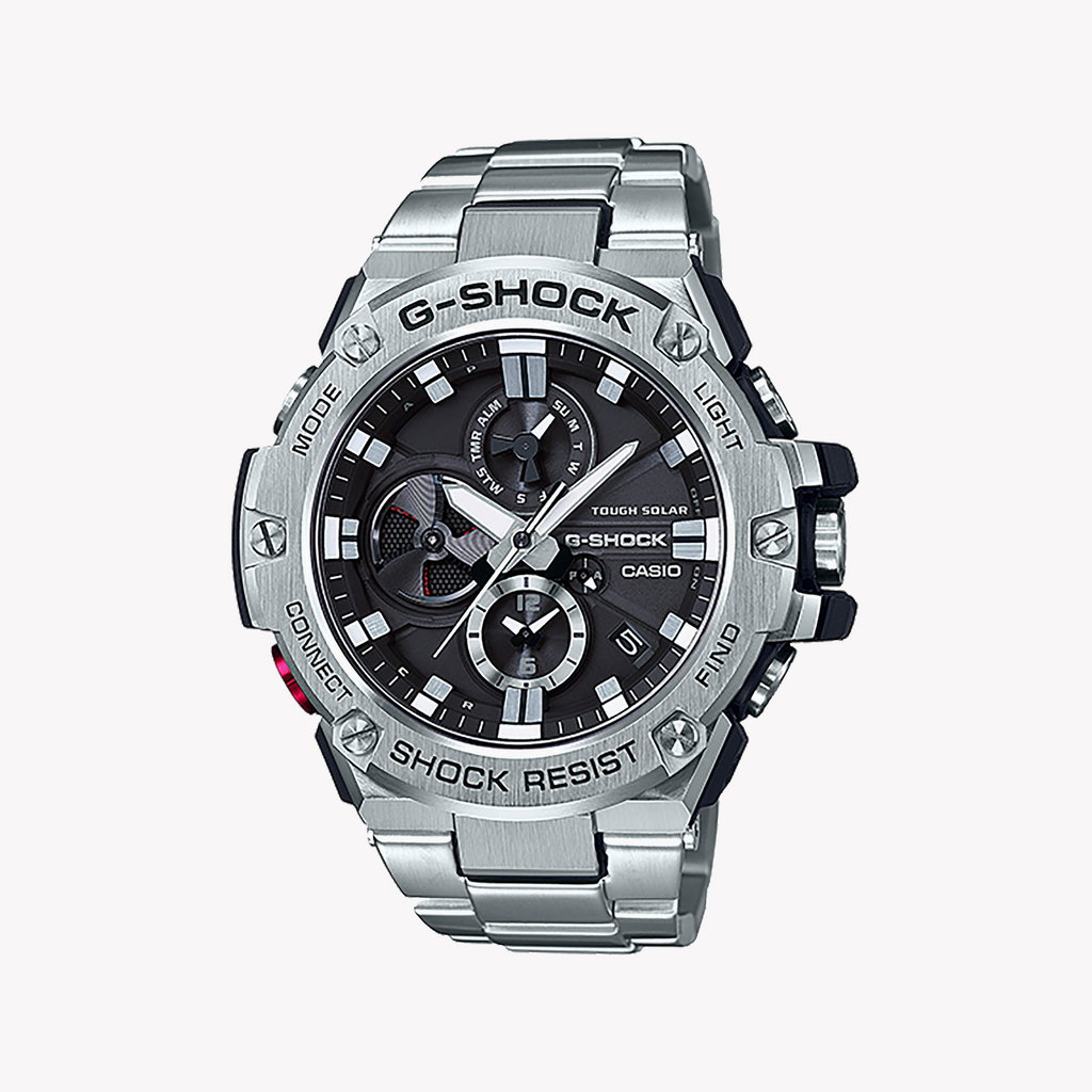 Casio G-Shock Men's Silver Watch, Black Dial | Gst-B100d-1aer