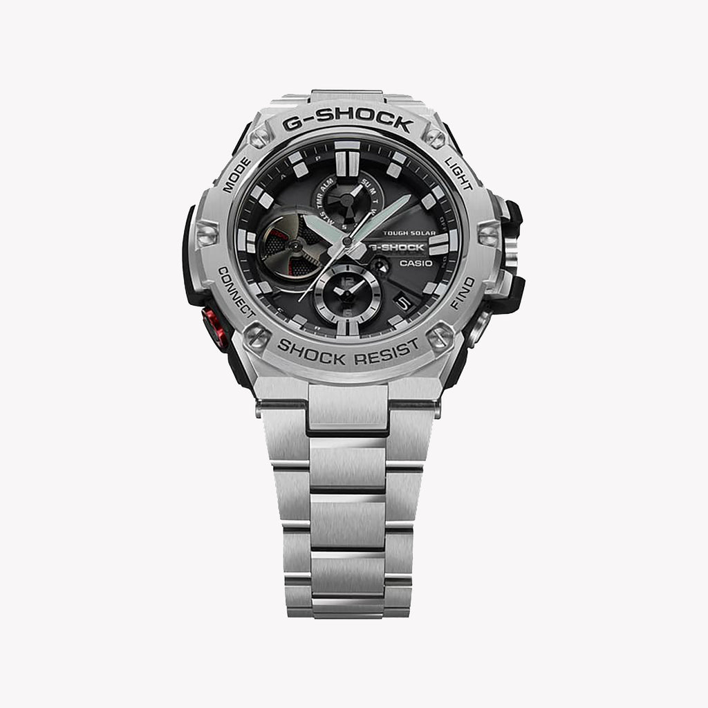 Casio G-Shock Men's Silver Watch, Black Dial | Gst-B100d-1aer