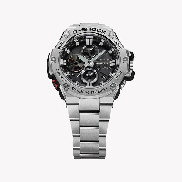 Casio G-Shock Men's Silver Watch, Black Dial | Gst-B100d-1aer