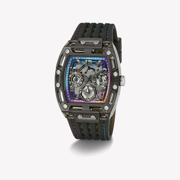 GUESS PHOENIX Multifunction (42mm) Skeleton Dial / Black Silicone Strap