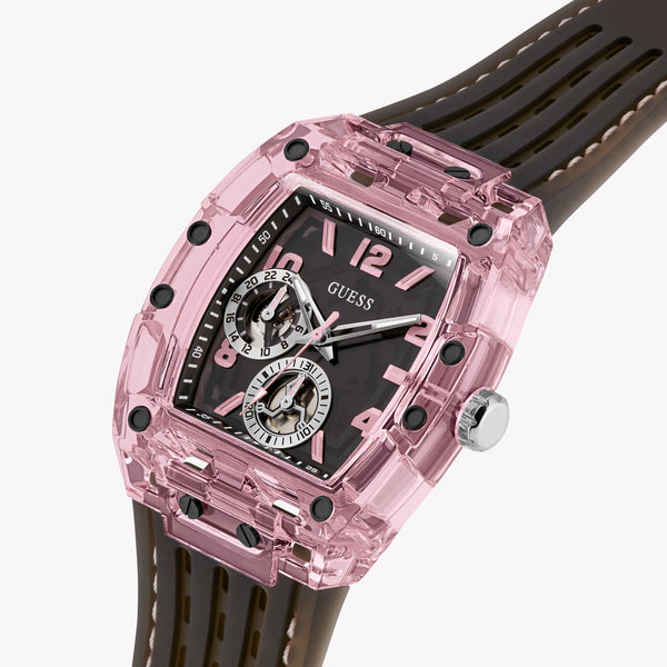 GUESS Men's Pink/Black Silicone Watch | GW0032G3 by i-watch