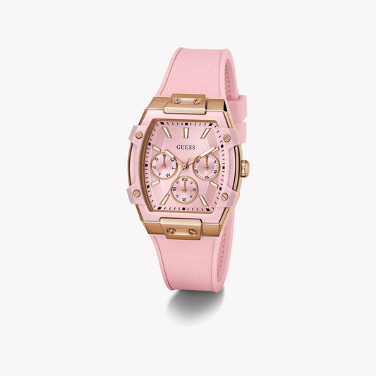 GUESS Women's Pink Silicone Watch, Recycled Steel | GW0032L7