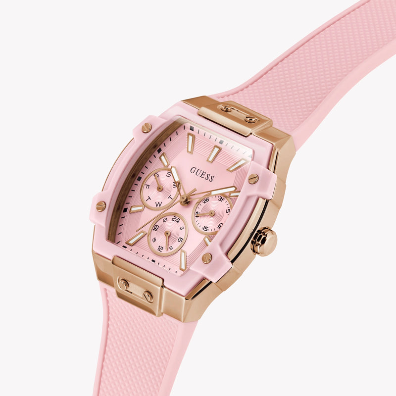 GUESS Women's Pink Silicone Watch, Recycled Steel | GW0032L7 by i-watch