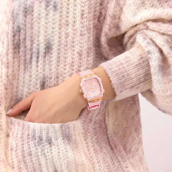 GUESS Women's Pink Silicone Watch, Recycled Steel | GW0032L7 by i-watch