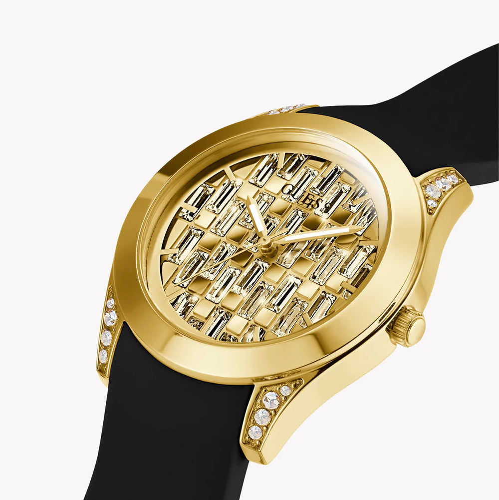 Guess Women's Gold/Black, Stainless Steel/Leather | Gw0109l1 by i-watch