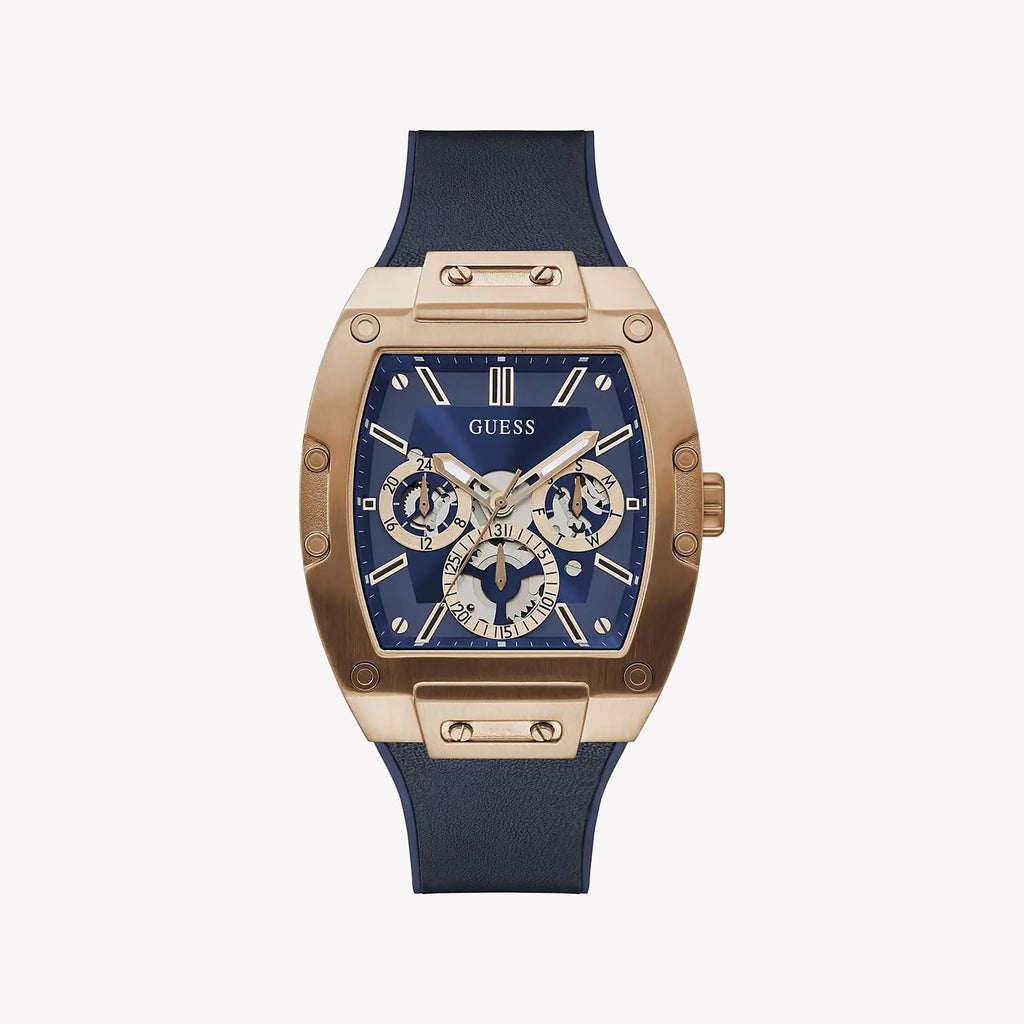 Guess Men's Rose Gold/Dark Blue Watch | Gw0202g4