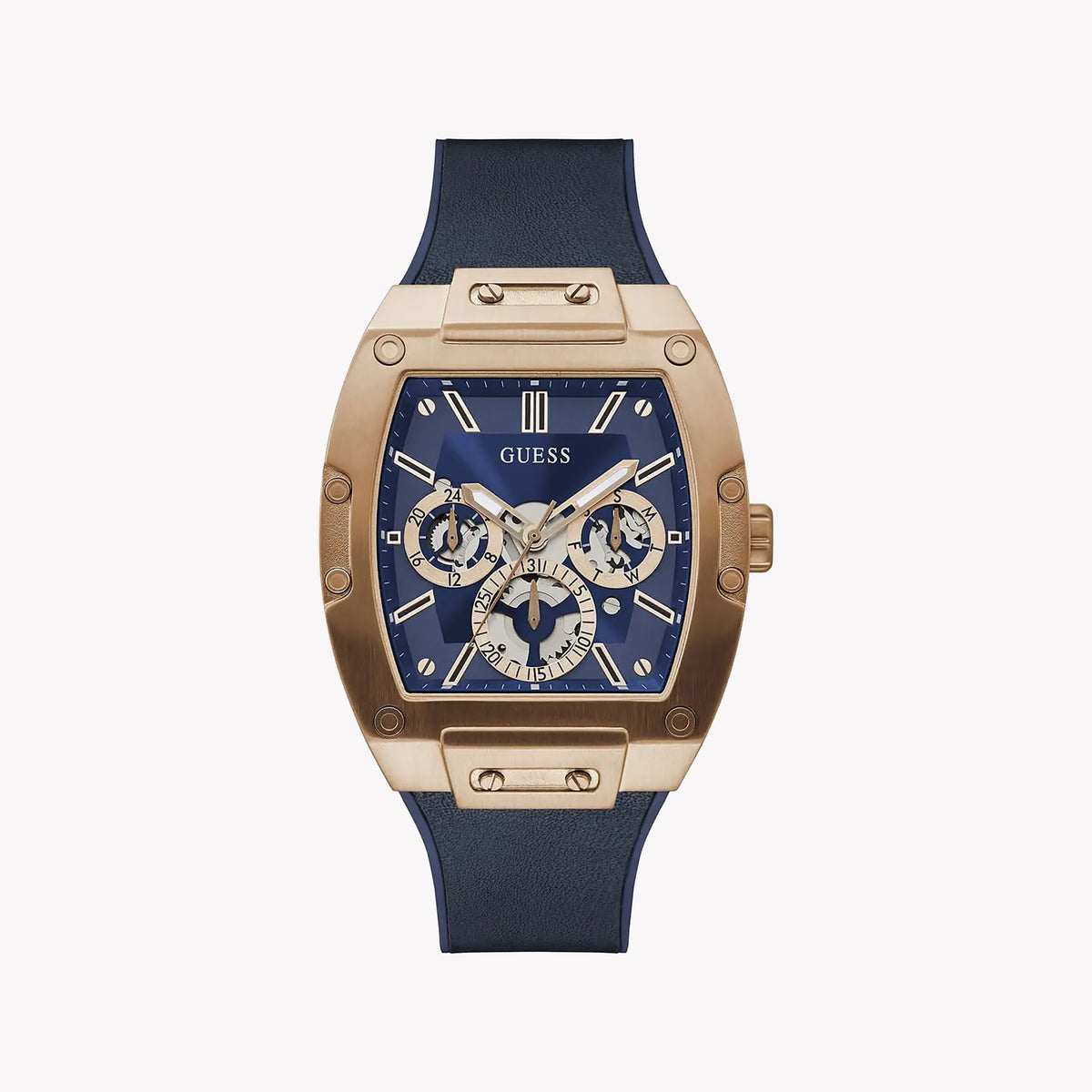 Guess Men's Rose Gold/Dark Blue Watch | Gw0202g4