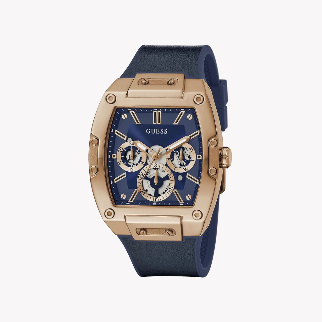 Guess Men's Rose Gold/Dark Blue Watch | Gw0202g4
